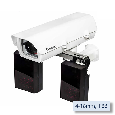 VIVOTEK IP816A-LPKIT-18 2MP License Plate Capture Box Camera, Vari-focal 4-18mm, Recognition Distance 20M, Remote Back Focus, 60MPH (90KM/H), IP66, Vandal-proof IK10, PoE