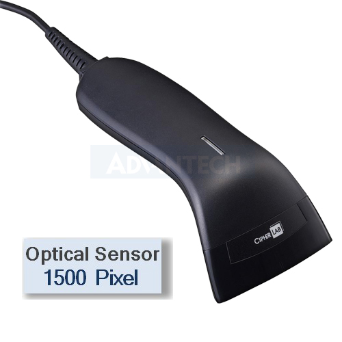 CipherLab 1070 CCD Corded Scanner Only, 1500 pixels in Optical Sensor, Black USB Cable, A1070CBS0U001