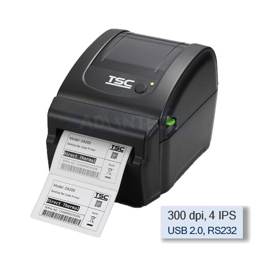 TSC DA300 Direct Thermal Label Printer, 300 dpi, 4 IPS, USB 2.0, Ethernet, RS232, USB-A Host, 99-058A004-00LF