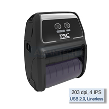 TSC Alpha-4L Direct Thermal Label Portable Printer, Linerless, Bluetooth, 203 dpi, 4 IPS, USB 2.0, 99-052A003-00LF