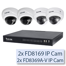 VIVOTEK 8 Channel ND8322P-2TB-4FD13A NVR Kit with 2 FD8169 & 2 FD8369A-V 2MP Indoor Fixed Dome Camera + 2TB HDD Preinstalled Bundle Kit