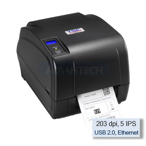 TSC TA210 4 Port Thermal Transfer Printer, 203 dpi, 5 IPS, Ethernet, USB 2.0, Parallel and RS-232, 99-045A029-00LF