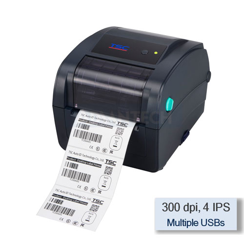 TSC TC310 Thermal Transfer Printer, 300 dpi, 4 IPS (Navy) with 4 Ports - Ethernet, USB, USB-A Host, RS-232, 99-059A002-54LF